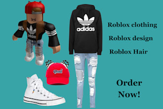 design high quality roblox clothing, roblox accessories, roblox hair