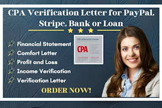 get US CPA comfort letter CPA verification letter for paypal stripe bank loan