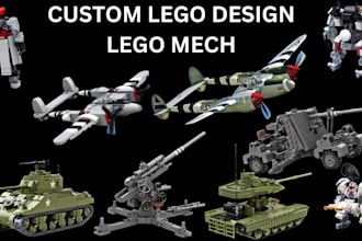design custom 3d lego model design, minifigure, minecraft animation lego mech