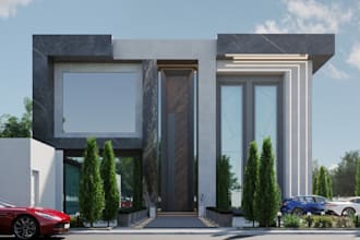 redesign 3d luxury villa exterior,facade design,landscape render,cgi walkthrough