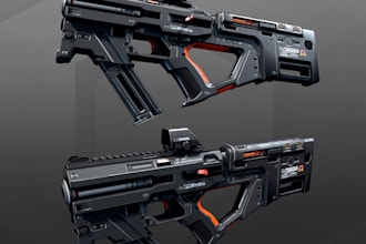 3d model game assets, ue5 rig for game, weapon, gun, accessories, object texture