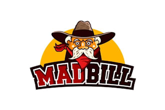 design cartoon mad bill and e sports logo