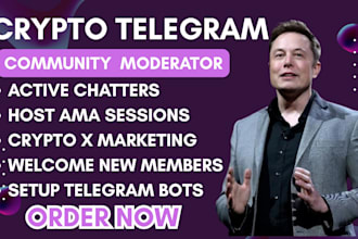 do crypto telegram community moderator nft marketing x content creator chatters