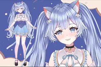 draw and rigg live2d model, 2d vtuber model, animated emotes live2d rigging