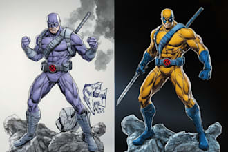 draw you a dc or marvel style comic book superhero character