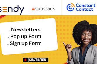 setup constant contact, sendy, substack newsletter , popup, signup form