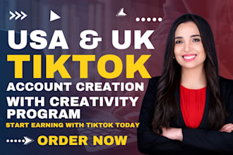 create tik tok UK account, USA tiktok account, tiktok creativity program beta