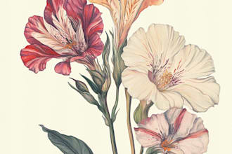 hand draw botanical illustration line art of plants, flowers
