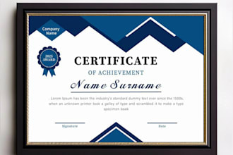 design custom certificate of award for achievement, participation and diploma