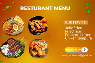 design professional flyer restaurant and food menu design