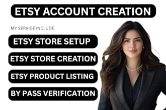 do etsy account  creation etsy store setup etsy product listing bank account