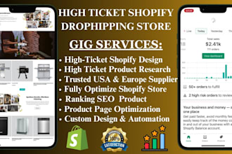 create shopify high ticket dropshipping winning product store sellvia marketing