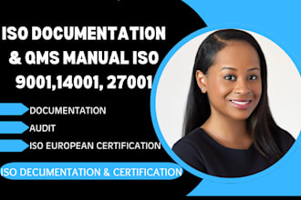 create iso 9001, iso 14001, iso 27001 documentation, qms manuals, and sops