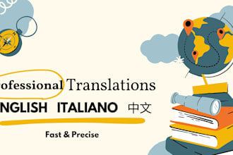 provide professional english, chinese and italian translations