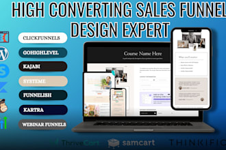 build sales funnel landing page on gohighlevel clickfunnel systeme kajabi kartra