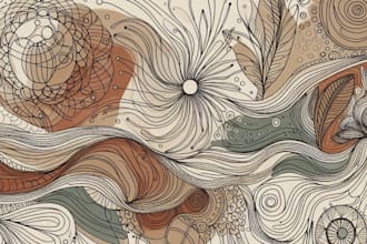 do a abstract one line art with boho style