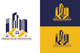 design property, mortgage, construction, building, and real estate logo design