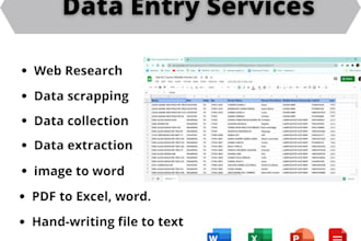 provide data entry, data mining and spreadsheet work