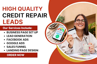 generate hot credit card repair leads credit restoration landing page design