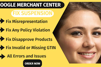 fix google merchant center suspension and misrepresentation issue