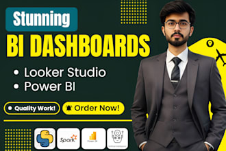 build power bi report and looker studio dashboard for you