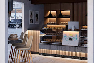 do 3d interior design and 3d rendering for retail cafés