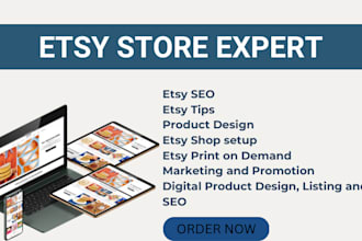 design etsy digital product etsy shop setup print on demand stan store listing