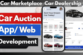 develop car marketplace app, car dealership app, car auction website