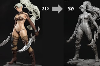 convert 2d miniature models toy figurines stl files zbrush for 3d printing