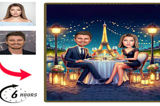 draw digital couple cartoon caricatures