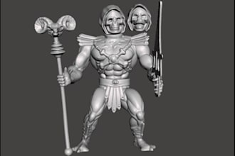 convert 2d image into 3d model,action figure, zbrush,3d mask, 3d printable model