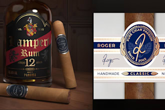 design cigar label, cigar logo, cigar band and cigar box