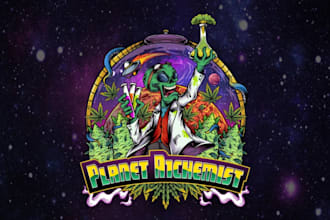 design modern trippy illustration psychedelic logo