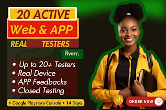 provide active 12 testers or 20 testers for google play console closed testing