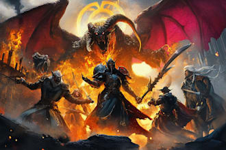 create dnd fantasy character design for dnd party
