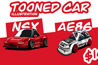 draw your car with chibi cartoon tooned style
