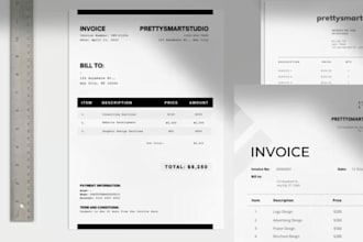 design professional letterheads, invoices, cards and other template