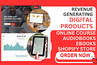 design digital product shopify store wall arts ebooks online courses store