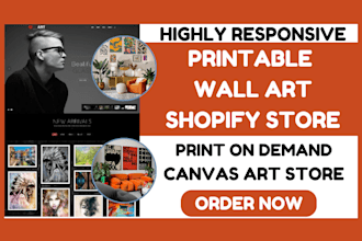 design a 7 figures wall art shopify store printable wall art canvas art website