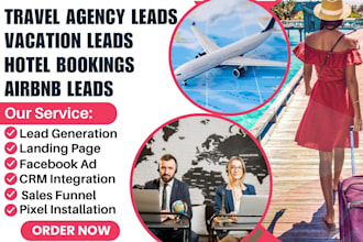 generate travel, vacation leads travel agency leads hotel booking airbnb leads