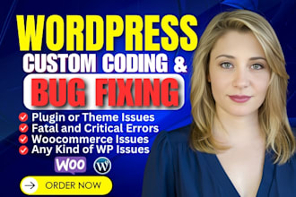 fix wordpress issues, bugs, errors, and customize your site