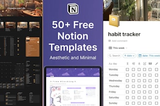 custom notion templates planner for productivity study habit trackers