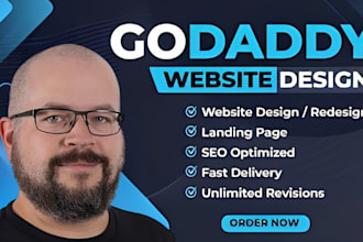 design professional seo godaddy website and landing page with godaddy builder