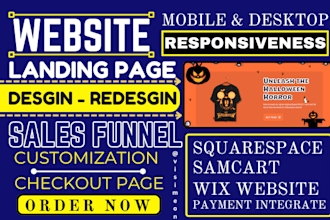 design squarespace landing page samcart sales funnel wix checkout redesign