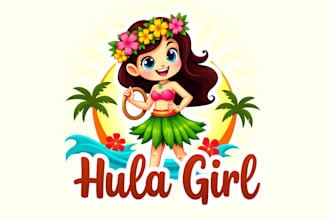 design high quality hula girl logo within two days