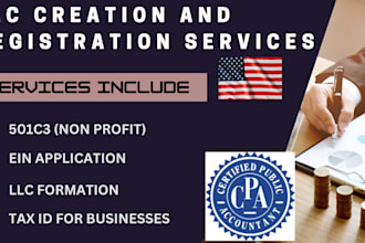 handle and complete llc registration obtain ein number itin tax id as CPA