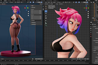 model high quality 3d model sfw and nswf character using blender
