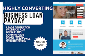 generate business loan leads payday mca mortgage landing page loan website