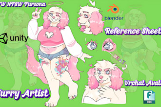 furry artist, sfw nsfw fursona design, vrchat avatars and reference sheets