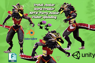 vrchat avatar ,world creator, sfw nsfw furry vtuber models unity and upload